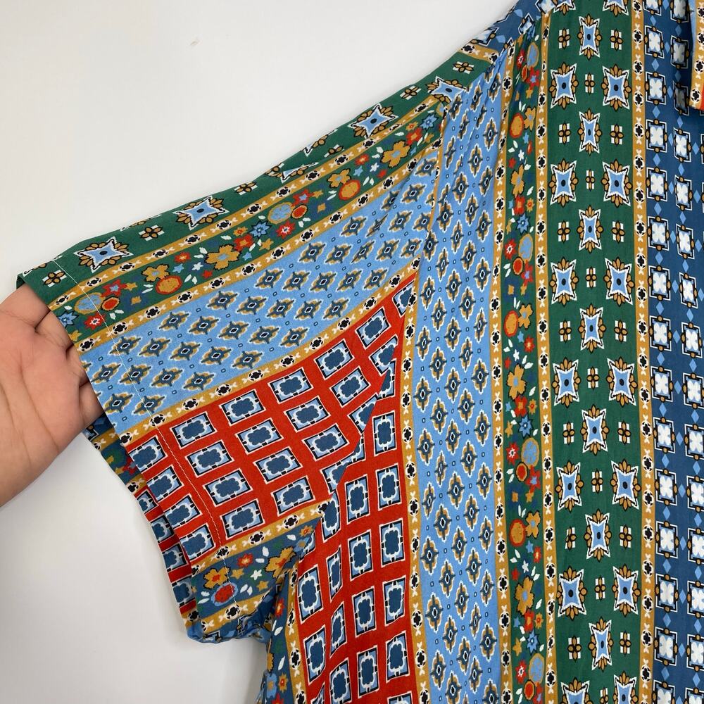 Asos Stripped Color Block Print Flowy Button Down… - image 3